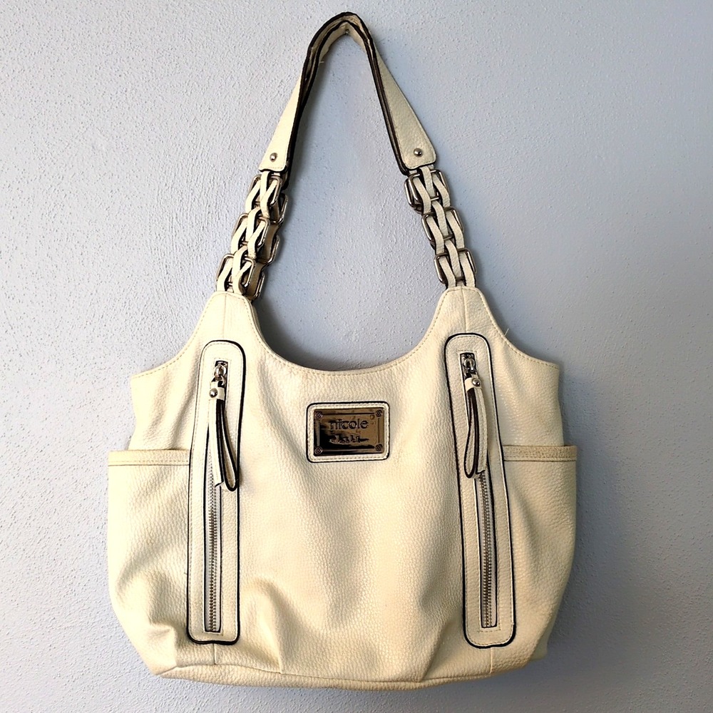 Nicole by Nicole Miller‎ Handbag Womens Ivory L Snap Close Purse Double Strap